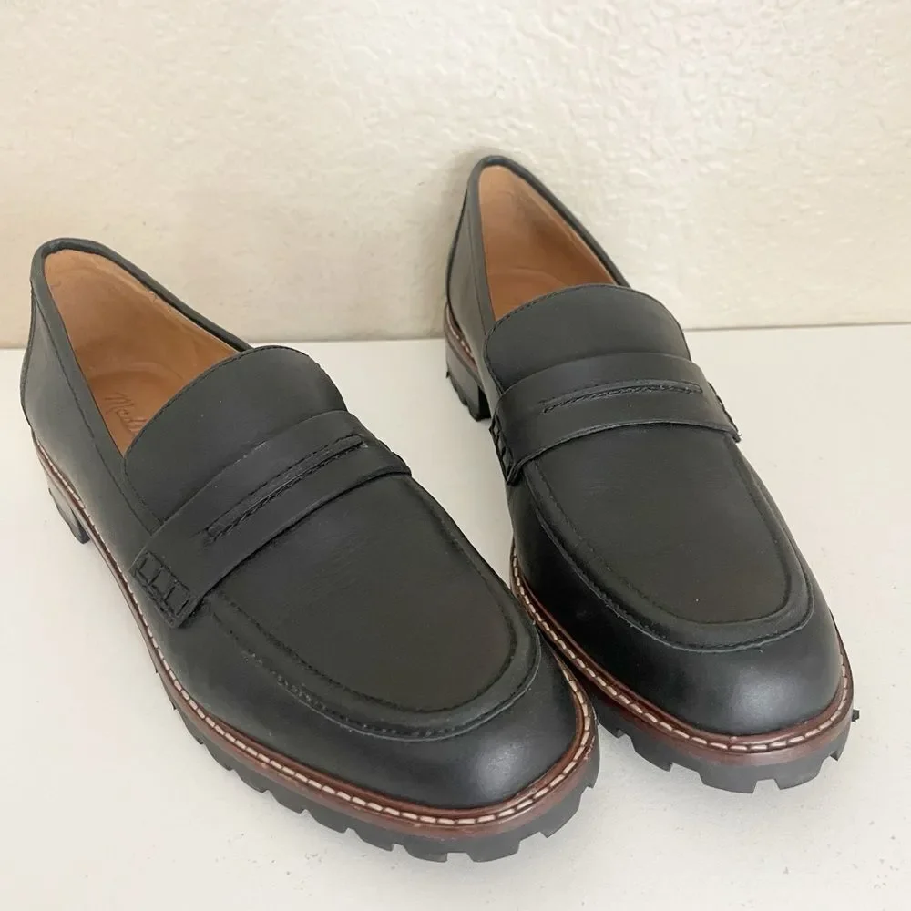 Madewell The Corinne Lugsole Loafers in True Black leather.  10